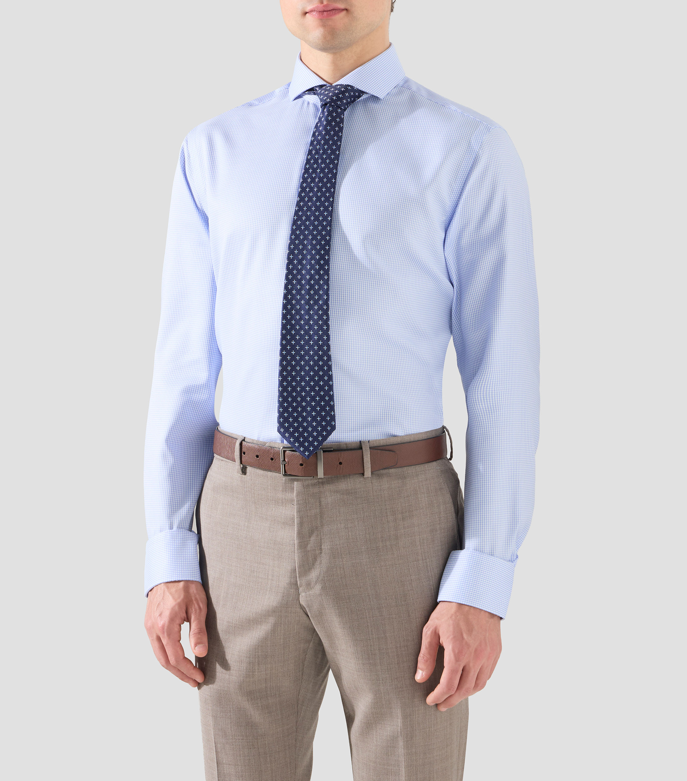 Camisa con microdiseño manga larga Hombre